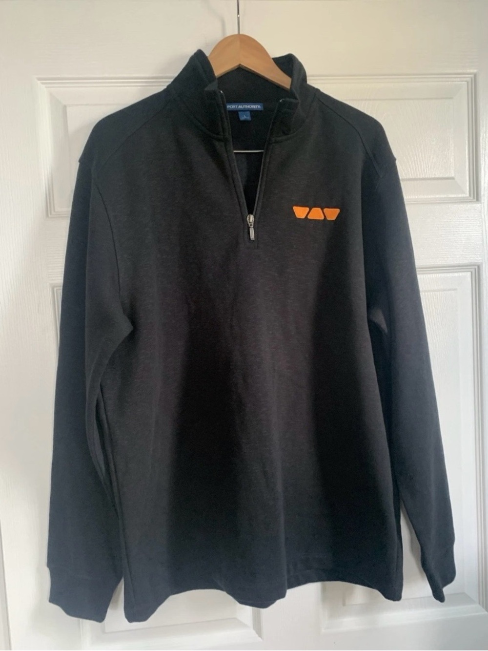 Port Authority Men's Black Heathered Quarter-Zip Pullover  - Size L -Custom Logo